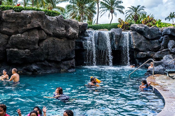 waterfalls in swimming pools